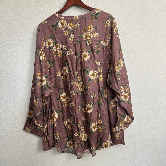 Torrid Tunic 4X Plus Blouse Harper Floral Popover Cottage V Neck Casual NWT - Picture 6 of 9